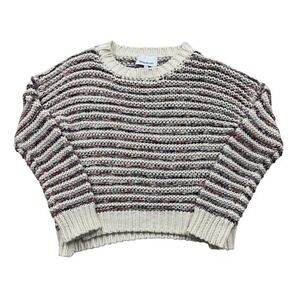 Heartloom Women's Striped Knit Sweater Cream Casual Cozy‎ Medium